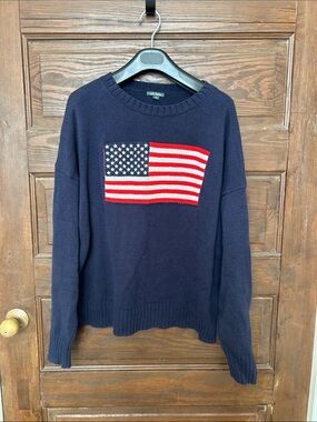 wild fable Target Navy Crewneck American Flag Sweater